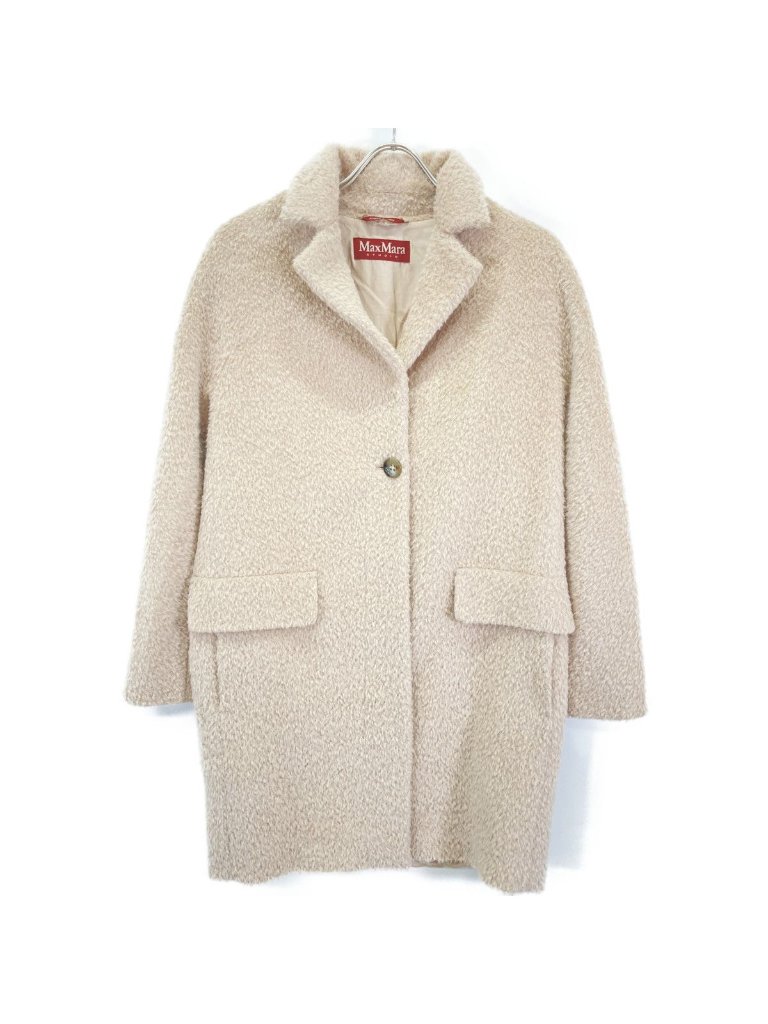 Max Mara Maxmara Studio Pink Alpaca Cowl Jagi Soutien Collar Coat 38
